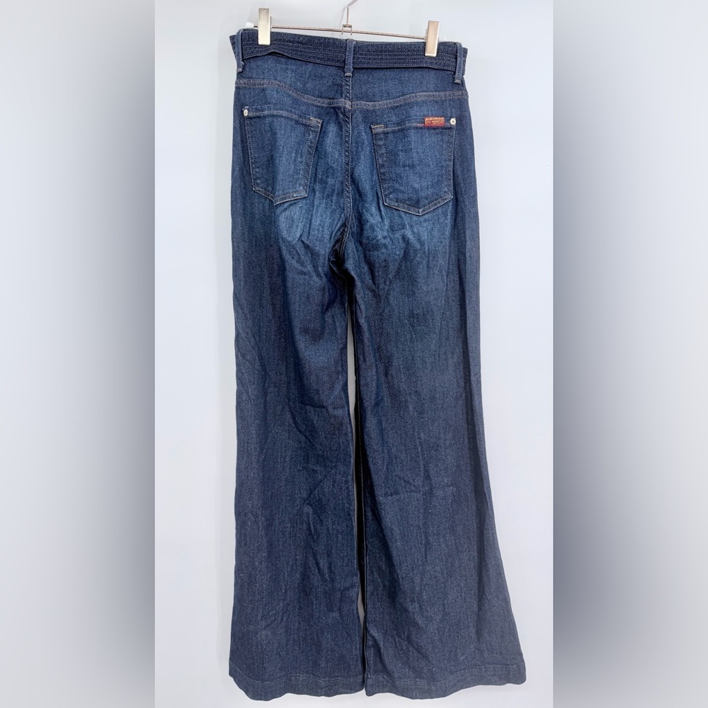 7 FOR ALL MANKIND Wide Leg Lounge Pant Denim Palazzo Jeans In Deep Blue - Picture 3 of 7